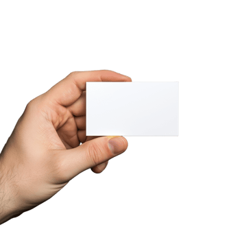 Hand holding a blank business card on transparent background png