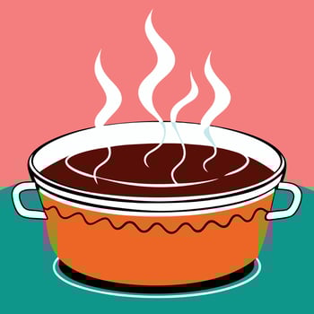 A pot of coffee with steam coming out of it vector