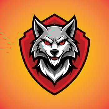 Wolf Face Logo, Angry Wolf Head Shield Emblem Mascot Sport Team Gaming Logo vector