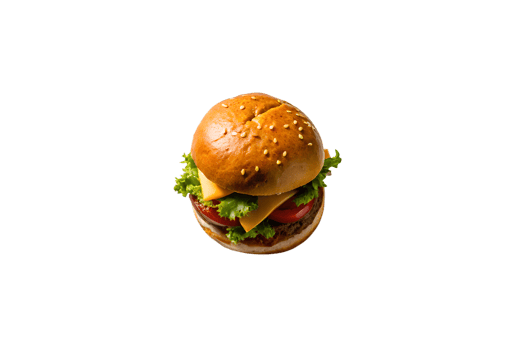 Chicken burger cut out, burger isolated on transparent background png