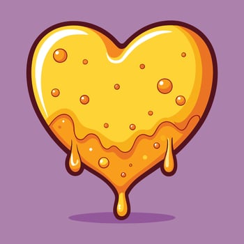 A heart shaped piece of honey on a purple background vector