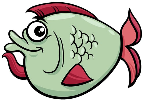 cartoon fish sea life animal character vector