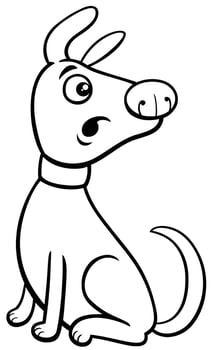 cartoon surprised brown dog animal character coloring page vector