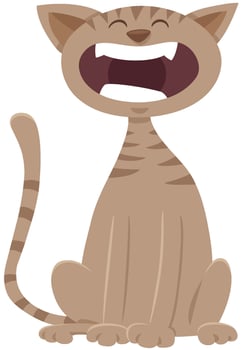 funny cartoon meowing cat animal character vector