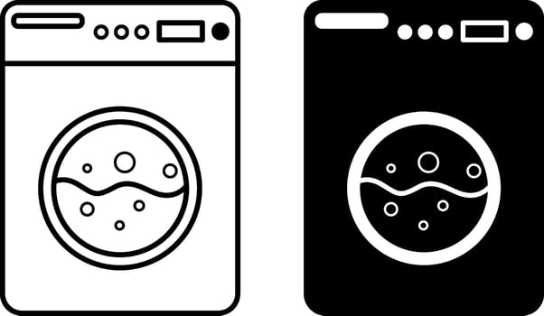 Laundry icons. Black and White Washing Machine Icons. Washing Dirty Clothes. Household chores. Hotel and Tourism Concept vector