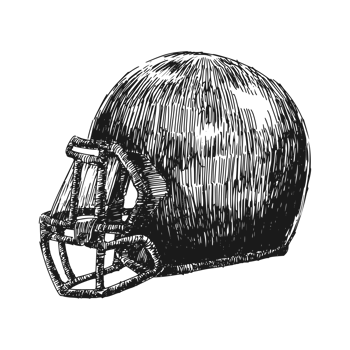 Sketch drawing of american football helmet. Detailed hand drawn illustration. png