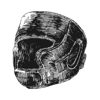 Sketch drawing of boxing, taekwondo helmet. Detailed hand drawn illustration. png