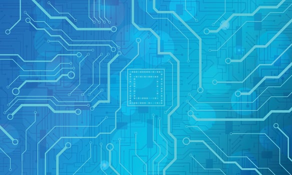 Abstract circuit board lines blue gradient technology background vector