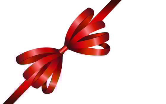 Realistic shiny Red ribbon with bow, gift wrapping decoration isolated on white background. For design gift boxes, holidays, satin warping decor realistic illustration vector