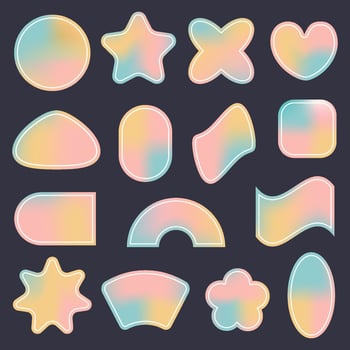 Y2k retro various geometric elements set vector