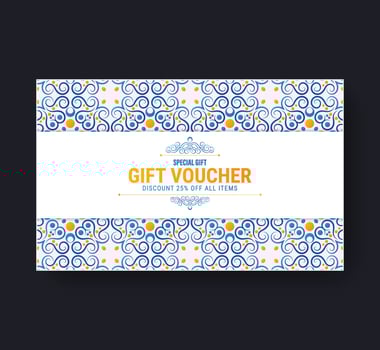 Colorful Restaurant gift voucher with pattern design template vector