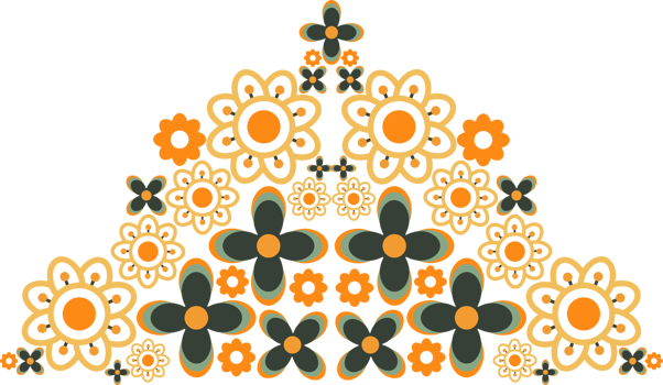 Flat Flower frame Art ornament with Bold, Vibrant Petals png