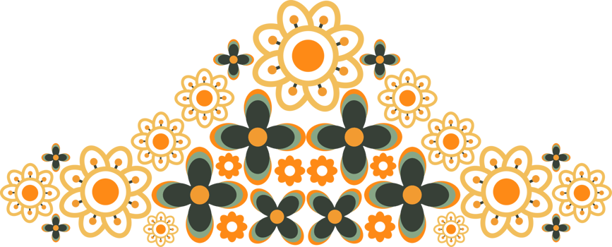 Flat Flower frame Art with Bold, Vibrant Petals png