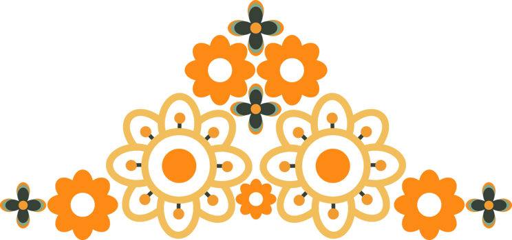 Soft, Stylized Blooms frame ornament in Flat Art png