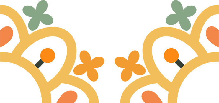 Flat Flowers border with Geometric Inspiration png