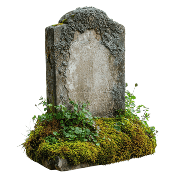 Weathered rock with natural green moss isolated png