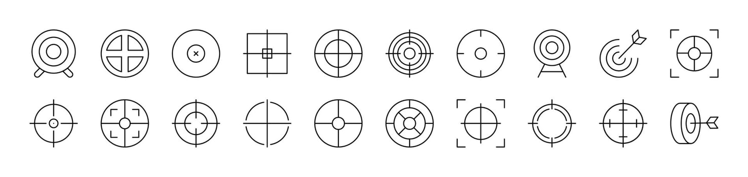 Sniper Target and Aim Simple Icon Collection. Editable Stroke. Perfect for Infographics, Articles, Books, Flyers, Banners vector
