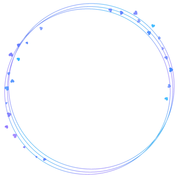 Blue and Purple Circle Frame with Hearts png