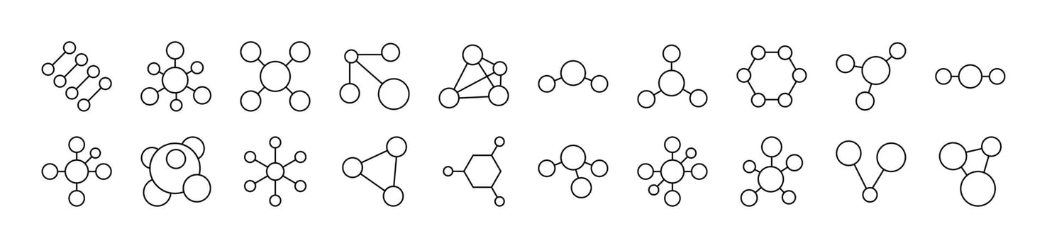 Chemical Compound Outline Sign Collection. Editable Stroke. Perfect for Infographics, Articles, Books, Flyers, Banners vector