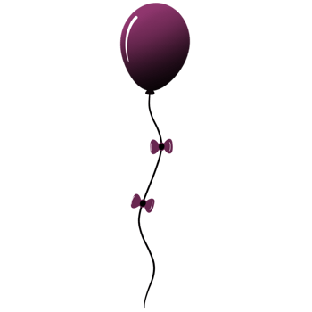 A dark purple and black balloon on a string with bows png
