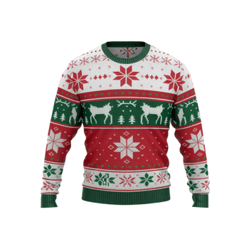 Christmas Sweater with Red, Green, and White Patterns png
