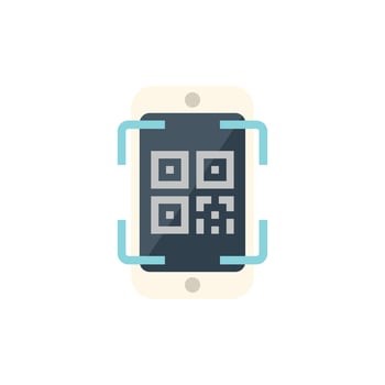 Smartphone scanning qr code for mobile payment and authentication vector