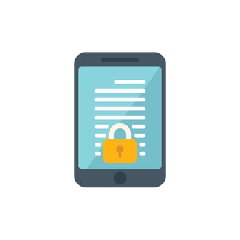 Smartphone showing important encrypted data with padlock icon vector