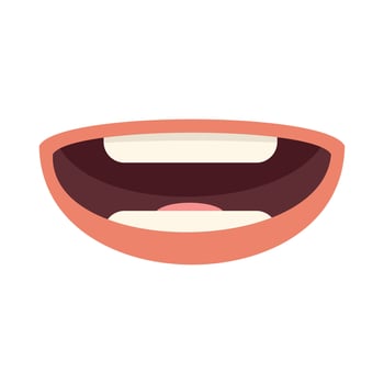 Cartoon mouth showing teeth while smiling widely vector