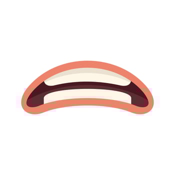 Cartoon mouth showing teeth biting lip in worried or anxious expression vector