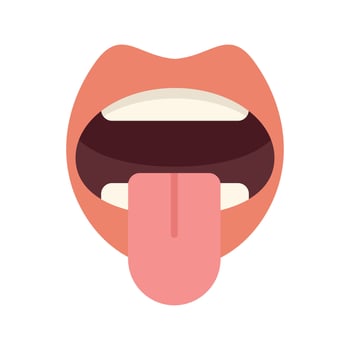 Open mouth sticking out tongue showing taste buds vector