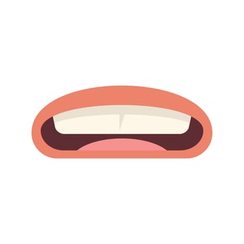 Cartoon mouth showing teeth biting lips in worried or anxious facial expression vector
