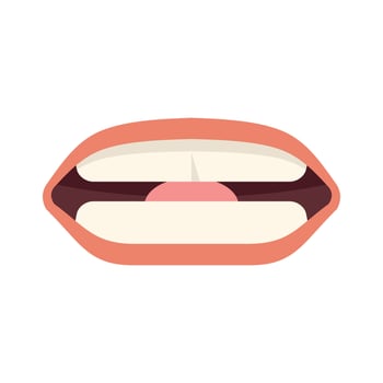 Open mouth showing tongue and teeth minimalist illustration vector