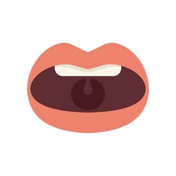 Open mouth showing teeth and tongue in flat design style vector