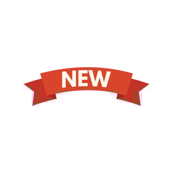 Red ribbon banner stating new for promotion and marketing vector