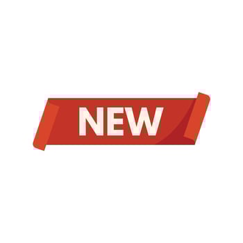 Red ribbon banner announcing the arrival of something new vector