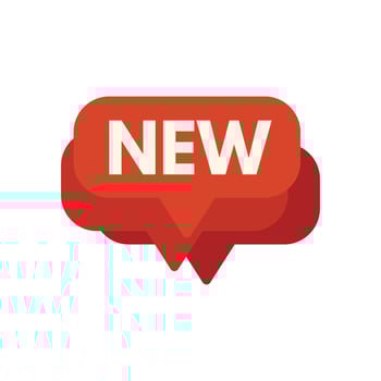 Red doubled speech bubble showing new arrival information vector