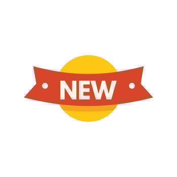Red ribbon showing new announcement on yellow circle vector