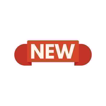 Red ribbon announcing something new with big white letters vector