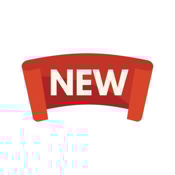 Red ribbon banner stating new indicating new arrival or product launch vector