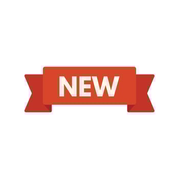 Red ribbon showing the word new on white background vector