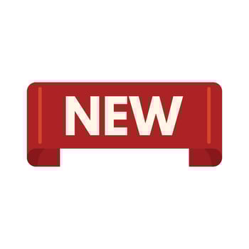 Red ribbon banner stating new for branding vector