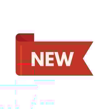 Red ribbon banner displaying new sign vector