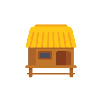 Small tropical bungalow with thatched roof standing on stilts vector