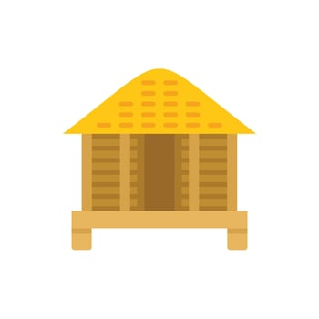 Small tropical hut with thatched roof standing on stilts vector