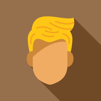 Young man character faceless portrait with blonde hair vector