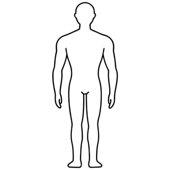 simple gender-neutral human body outline viewed from the back, illustration line art vector