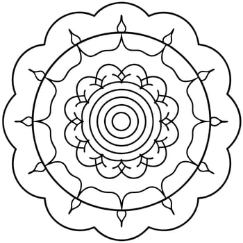 a circular mandala with concentric rings featuring patterns inspired by the sky, such as clouds, vector