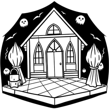 skittish old room spooky abandoned house haunted by halloween ghosts - dark creepy interior vector