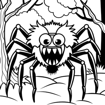 Spider coloring pages for kids vector