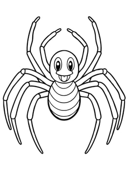 sweet spider, line drawing, simple line art, coloring page style, white background, vector